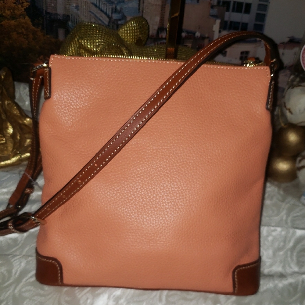 Dooney & Bourke Pink and Brown Leather Trim Crossbody - Picture 4 of 6
